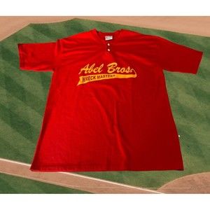 Vtg Eagle USA Mens Xl Red Baseball / Softball Jersey Abel Bros Wreckmasters #25